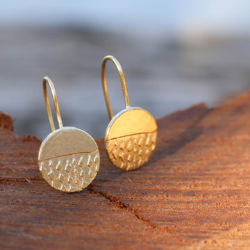 Minimalist Gold Drop Earrings • Handcrafted Round Dangles